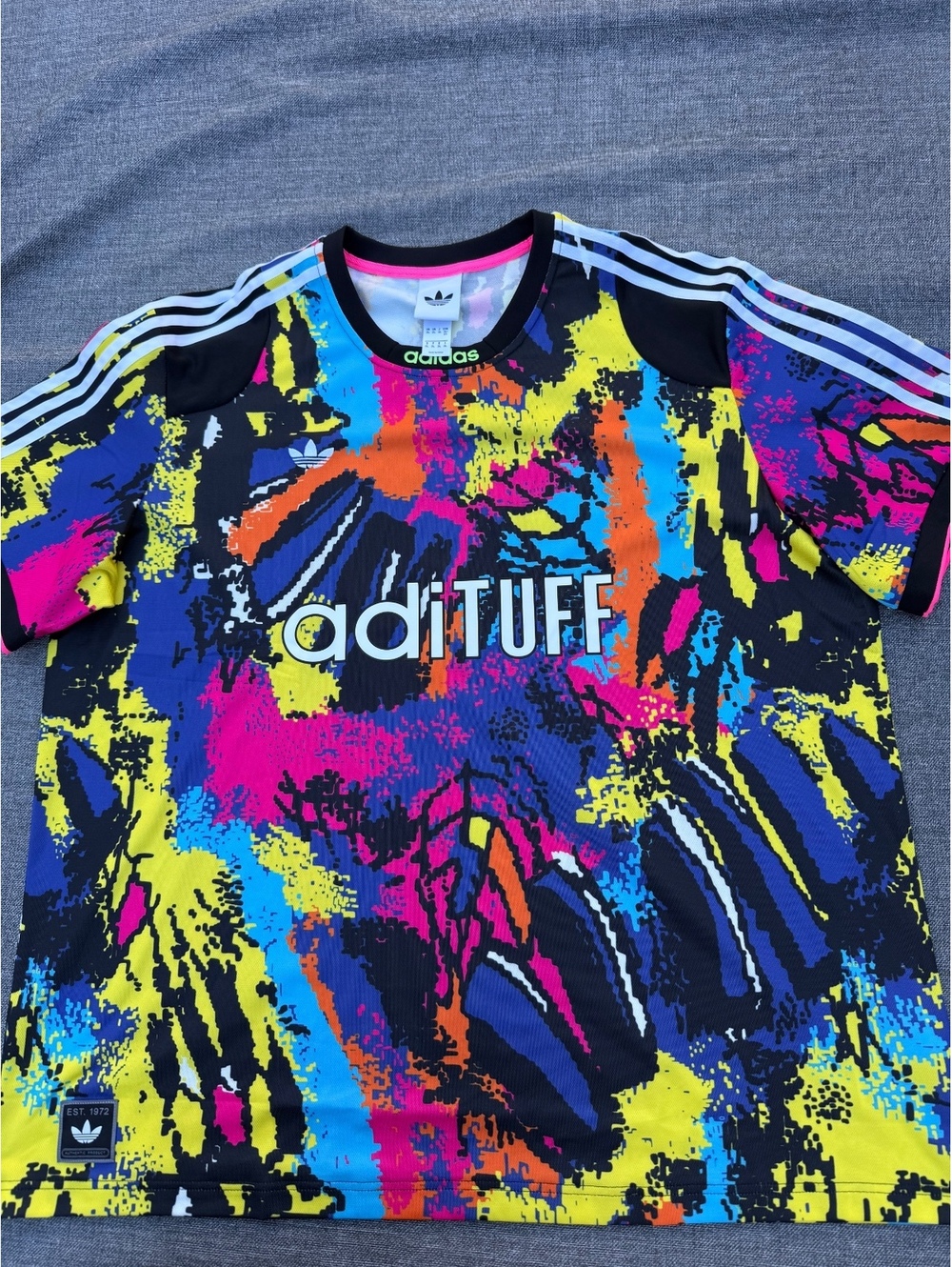 Adidas archive AOP jersey adiTUFF Multicolor Graphic T-Shirt Size 2XL